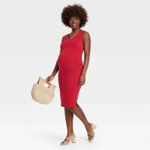 NEW Isabel Maternity Sleeveless Bodycon Dress - Red - Size XL